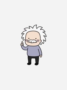 Uma ilustração fofa e simples do Albert Einstein.