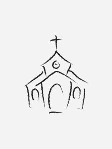 Rascunho simples de uma igreja católica.