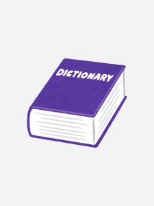 Illustration of a purple dictionary.