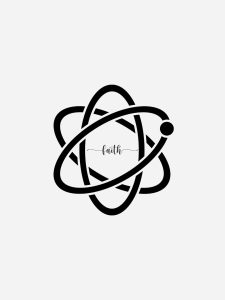 Image of an atom with the word 'faith' inside it. 