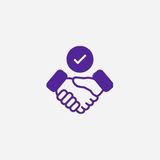 Illustration of a handshake and a tick on top of the hands, symbolising an agreement.