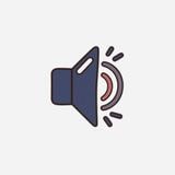 Illustration of a blue megaphone with vibrations indicating sound coming from it.